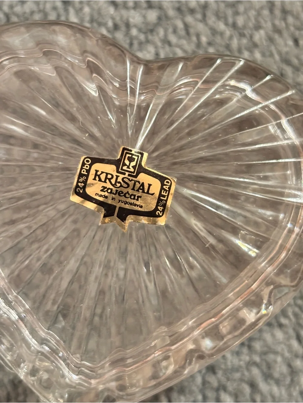 Kristal Zajecar Heart-Shaped Glass Trinket Dish - Clear